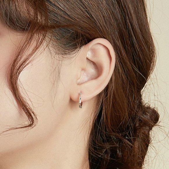 💛 925 Silver Plated Classy Hoop Bamboo Earrings for Women, MLNN1228 - Picture 3 of 4